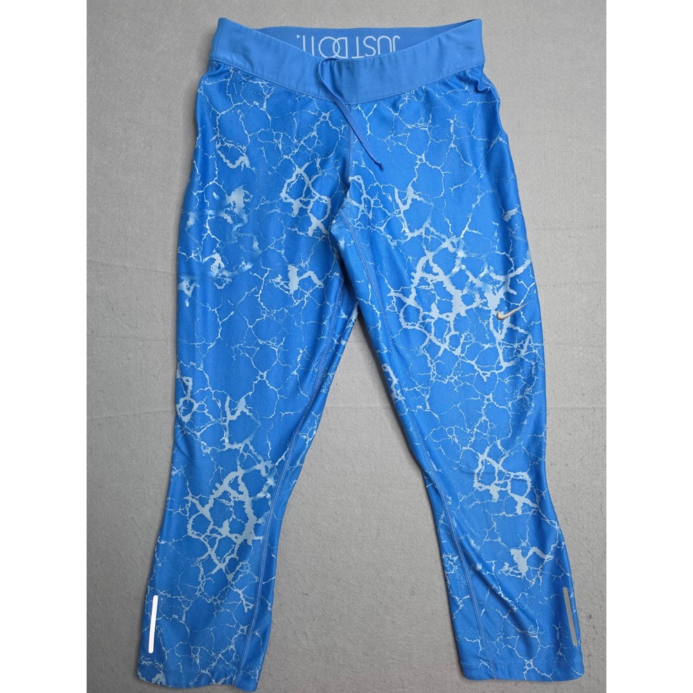 Nike Dri-Fit Just Do It Leggings Women's Small Blue Marble Print Yoga Workout